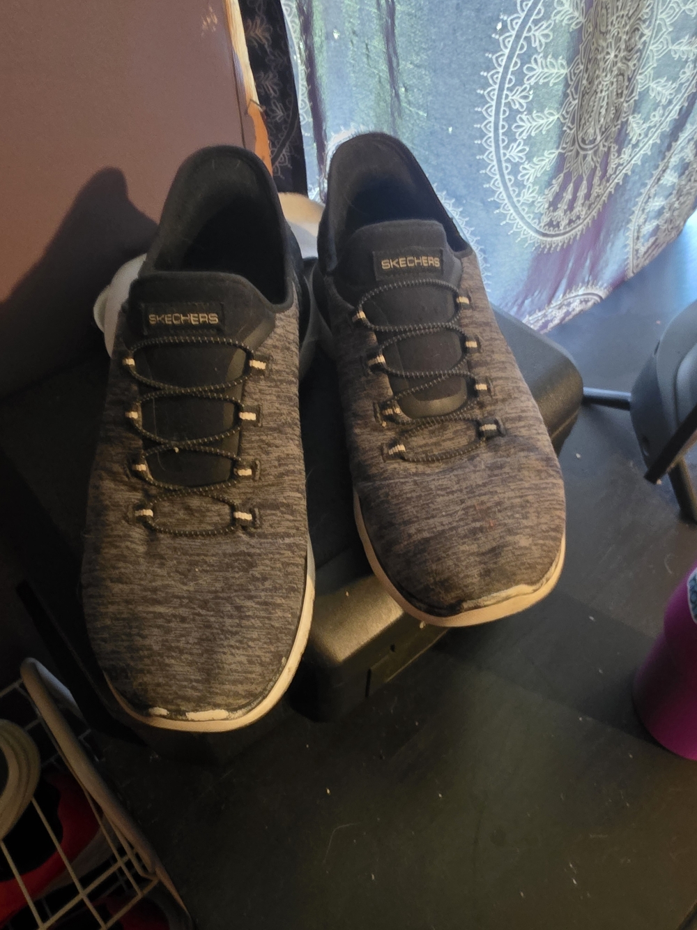 Skechers Men’s Grey Knit Slip-On Sneakers